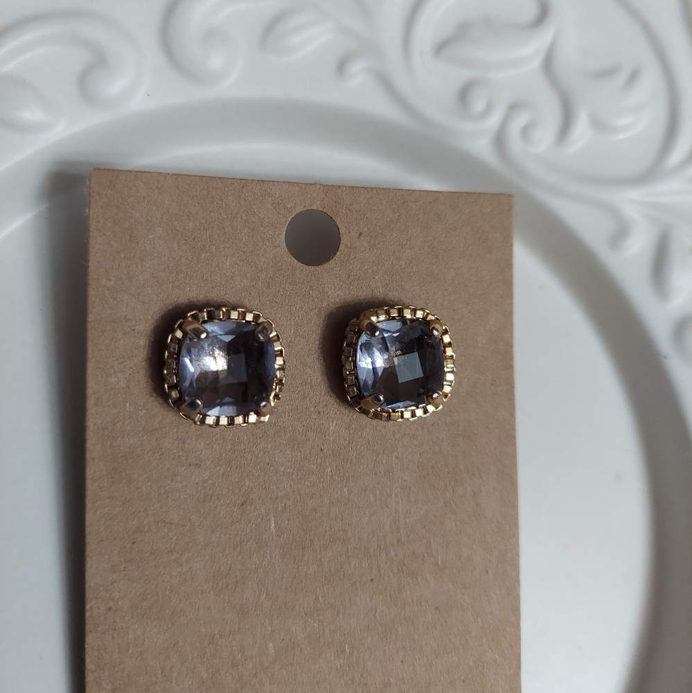 C. Wonder Gold Checkerboard Gemstone Cut Earrings